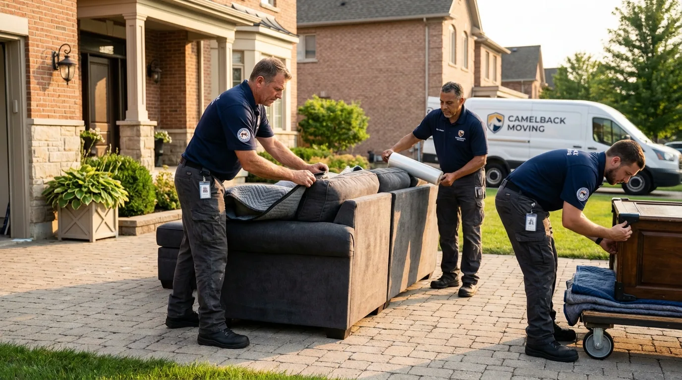 Large estate moving crew wrapping furniture in Valley Springs, CA