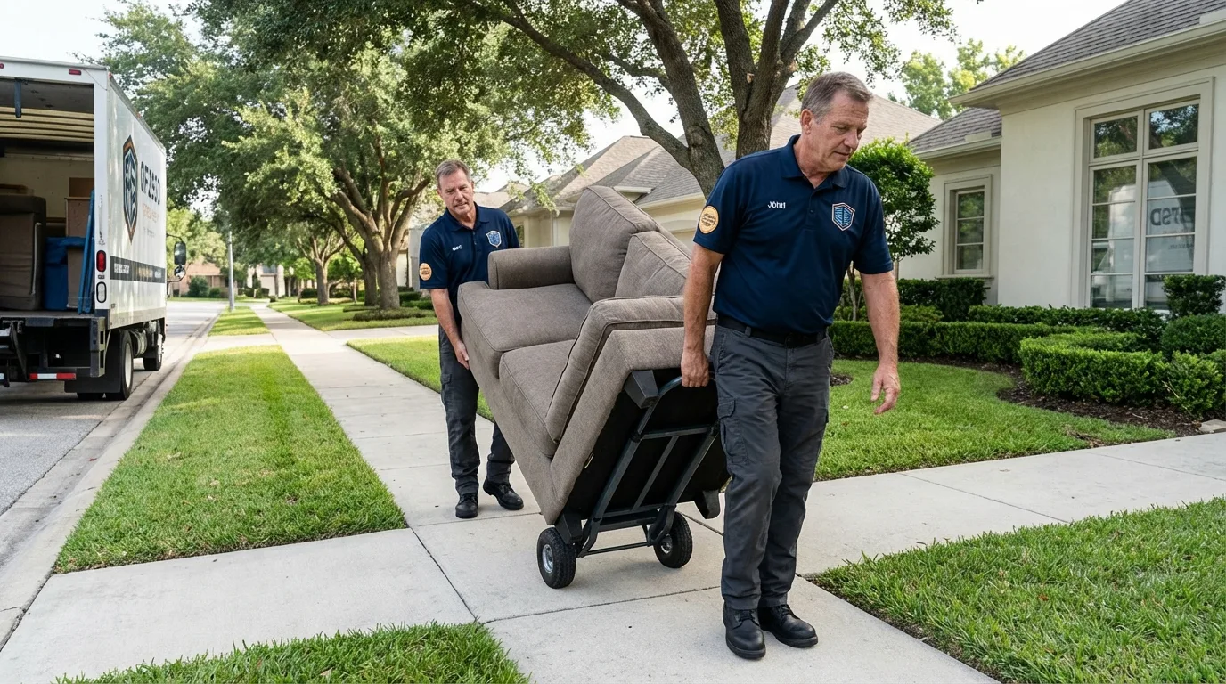 Local residential moving crew loading furniture in Valley Springs, CA